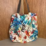Sharif Foldable Nylon Floral Tote Bag Packable Travel Carryall Beach Errand Bag Red Photo 7