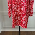 Vintage 80s St Gillian 100% Silk Red White Shift Dress Pouf Sleeve 10 M Photo 4