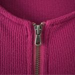 Hollister 3/4 Zip Ribbed Bodysuit Burgundy Purple Short sleeve round neck snaps Photo 4
