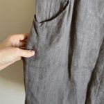 [Lina Tomei] Linen Gray Jeweled Neckline Dress Photo 5