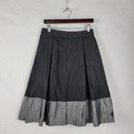Renee C . Womens Skirt Size M Black Gray Pleated A-line Colorblock Midi Casual Photo 1