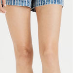 American Eagle Stretch Highest Waist Mom Shorts Acid Wash Stripes SZ 8 Paperbag Photo 0