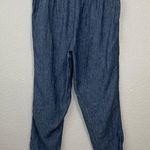J.Jill 100% Linen Blue Chambray Pull On Ankle Pants Photo 7