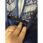Blu Pepper  Blue Lace Boho Flowy Victorian Bell Sleeve Tunic Blouse Women's Small Photo 4
