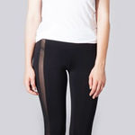 David Lerner Mesh Racing Side Stripe Black Leggings XS Photo 0