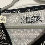 PINK - Victoria's Secret Victorias Secret PINK Shirt Thermal Henley Top Christmas Black Fair Isle Photo 2