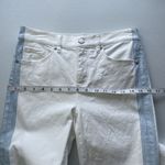 Loft High Waist Skinny Crop Sz 25/0 White Blue Side Stripe Jeans Raw Hem Denim Photo 12