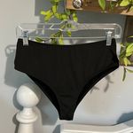 SheIn Bikini Black Solid Ribbed High Waist Swimsuit Bottom Womens M Photo 0