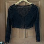 Women's Teen Girl Black Lacey Crop Cardigan Size Small Photo 3