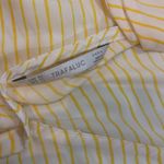 ZARA  | Striped Short Sleeve Blouse White Yellow XS Bow Open Back Photo 3