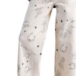 easel  Western Print Twill Wide Leg Stretchy Cotton Raw Hem Cropped Pants Small Photo 0