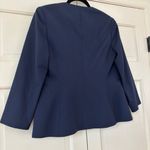 Theory Lindraya B. Blazer Navy Sea Blue Size 4 Collarless Jacket Wool Blend Crop Photo 9