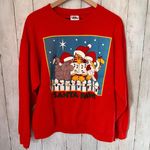 Vintage Christmas Crewneck Santa Paws Size L Photo 0