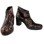 Toni Pons‎ Finley Bootie Velvet Velour Paisley Print Multicolor Size 38 US 7.5 Black Photo 1