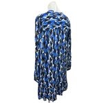 ZARA  Blue Black White Geometric V Neck Long Sleeve Mini Shift Shirt Dress Size M Photo 3