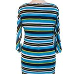 Calvin Klein  Women's Shift Dress Boat Neck Blue Black Stripe Jersey Knit Size 14 Photo 3