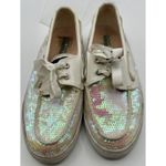 Sperry  Top-Sider Iridescent Sequin Boat Shoes Pink/White EUC!! Photo 2