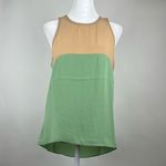 English Rose Colorblock Green/Tan Sleeveless Tank Top Blouse Size Small Photo 1