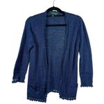 Ralph Lauren Lauren  Navy Blue Open Cardigan Womens Sz Medium 100% Linen Crotchet Photo 0