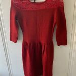 Jessica Simpson Red Sweater Lace Fit & Flare Dress Photo 0