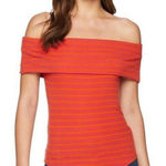 Free People  We The Free Pink and‎ Orange Striped Off the Shoulder Top Size Small Photo 0