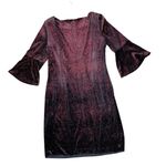VINTAGE JH EVENINGS Sparkly Velvet Bell Sleeve Shift Dress Black Size 18 Photo 3