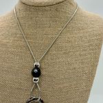 Hammered Silver Rings Pendant Necklace Black Bead Snake Chain Statement Piece Photo 1