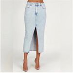 Meshki Light Wash Maxi Denim Skirt Size S Photo 1