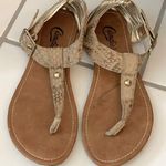 Candie's Gold Faux Snakeskin Sandals Photo 0