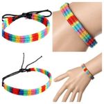 Pride Bracelet, LGBTQ+, Rainbow,‎ Unisex, Braided, Woven, Adjustable, New Red Photo 2