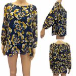 CAbi Lydia Navy Floral Chiffon Blouse Womens Large Photo 1