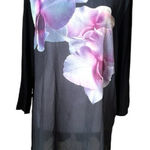 Ava James Elegant Black Tunic with Pink Floral Design Xlarge Photo 0