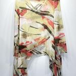 Chico's Chico’s Travelers Collection Earth Tone Sheer Asymmetric Hem Flowy Pullover 2/L Photo 3