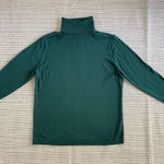 1901 Womens Turtleneck Sweater XL Green Merino Wool Blend Minimalist Knit Top Photo 0