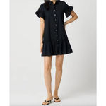 J.Crew  Ruffle Sleeve Mini Shirt Dress Cotton Pockets Classic Black US 2 NWT Photo 1