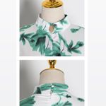 NWT Asymmetrical Hollow Out Print Dresses Long Sle Green Size M Photo 7