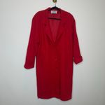 Vintage Red Long Wool Coat Raglan Sleeve 70s 80s Large Photo 8