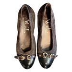 AGL Ballet Flats Brown Monika Cap Toe Suede Patent Leather Shoes Buckle 36 EUC Size 5.5 Photo 2