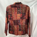 Ellen‎ Fig Womens Medium Multi Color Floral Full Zip Lined Beaded Blazer Jacket Orange Photo 4