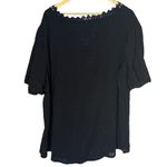 Rosriss 4XL Lace Trim Swiss Dot Blouse Black Elevated Basic Feminine‎ Workwear Size 4X Photo 3