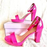 Top Moda  Women's Hot Pink Glossy Block Heels Photo 0