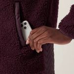 Athleta Cozy Sherpa Snap Sweatshirt Spiced Cabernet #466888 Sz XS Photo 2