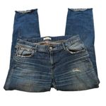 Moussy Vintage Howa Distressed Straight Leg Frayed Hem Cropped Jeans, Sz 32 Blue Photo 6