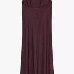 ZARA  NWT burgundy mock neck closed halter neck flowy midi dress with open back Photo 2