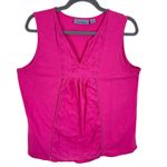 Jason Maxwell  Pink Cotton Blend Eyelet Split Neck Sleeveless Blouse Size L Photo 0