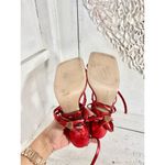 Schutz Lily Metallic Crocodile-Embossed Leather Sandal Red Women's Size 7.5 B Photo 7