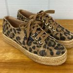Superga  Leather Leopard Print Brown Sneakers Woven Espadrille Platform 36 / 5.5 Photo 0