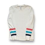 Southern Tide  White Cotton Cashmere Sweater XS Striped Sleeve Preppy Classic Photo 3