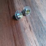 Peridot Color Simulated Diamond Sterling Silver Stud Earrings Photo 9