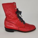 Justin Boots Vintage Justin Red Leather Lace-Up Boots Women’s 7.5B Photo 3